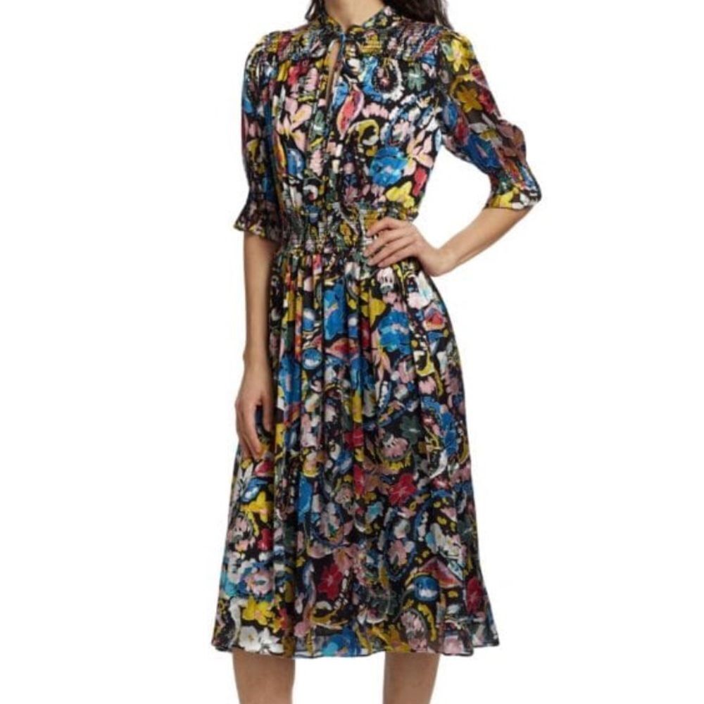 NWT Elie Tahari The Althea Floral Midi Dress Medium - Picture 3 of 5